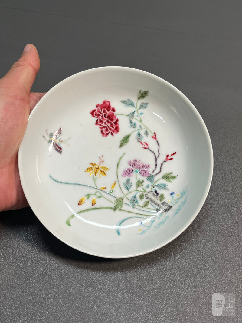清雍正  粉彩蝶恋花盘 - 图10